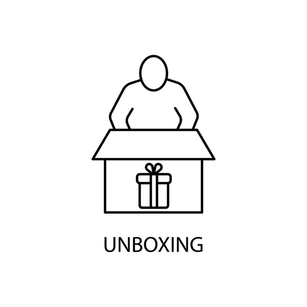 Unboxing concept line icon. Simple element illustration. Unboxing concept outline symbol design. vector