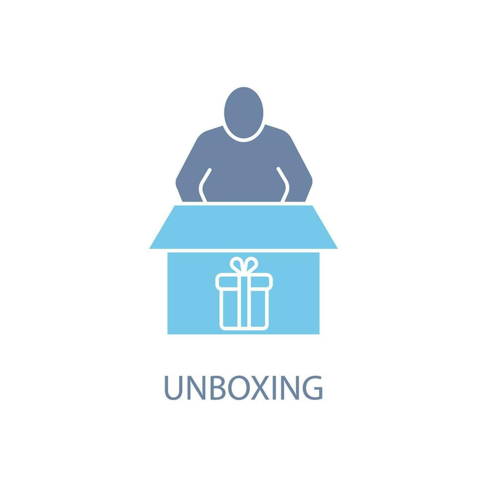 Unboxing concept line icon. Simple element illustration. Unboxing concept outline symbol design. vector