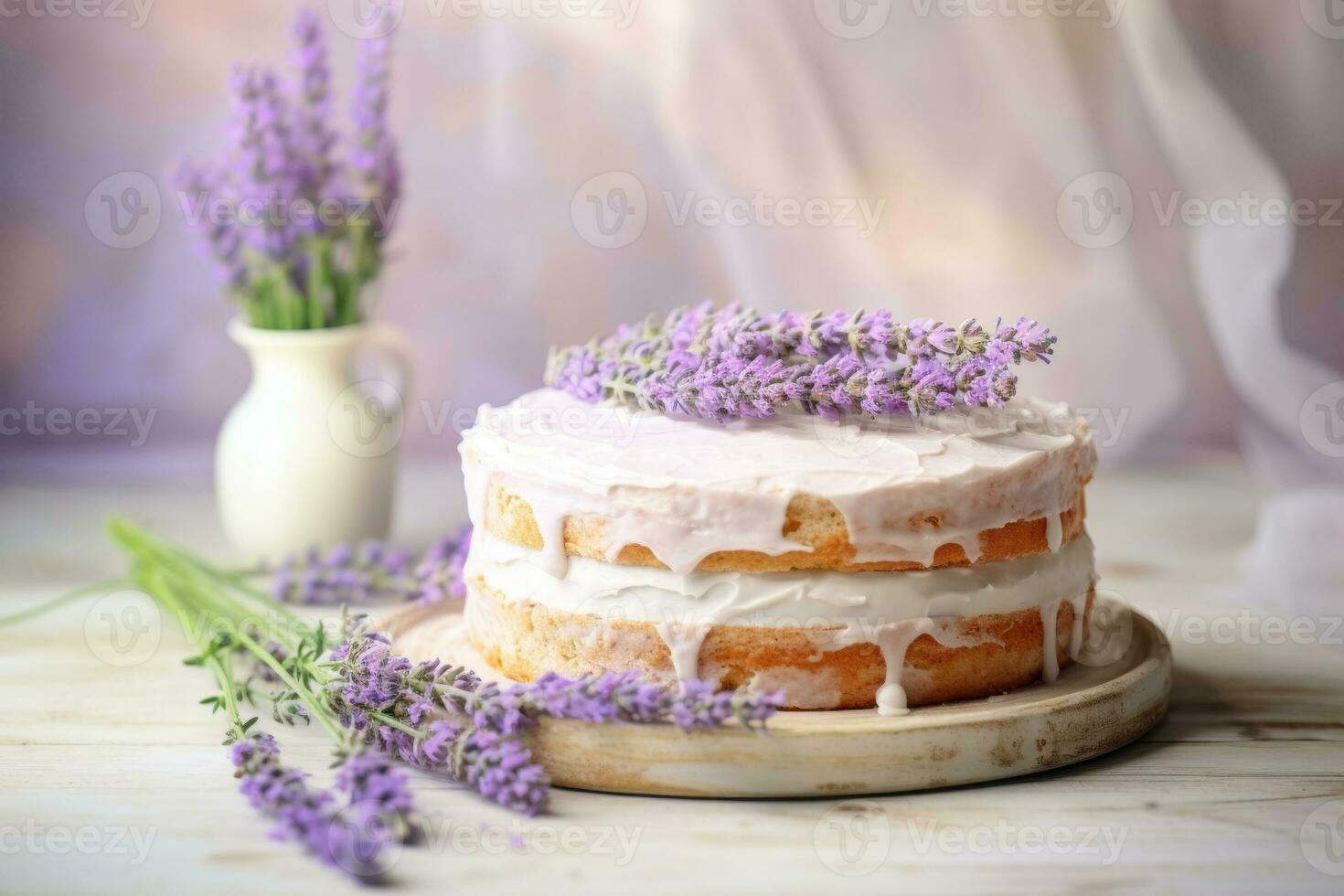 AI generated Strawberry shortcake with tulips to the side. A spring food concept on light sunny background. Generative AI photo