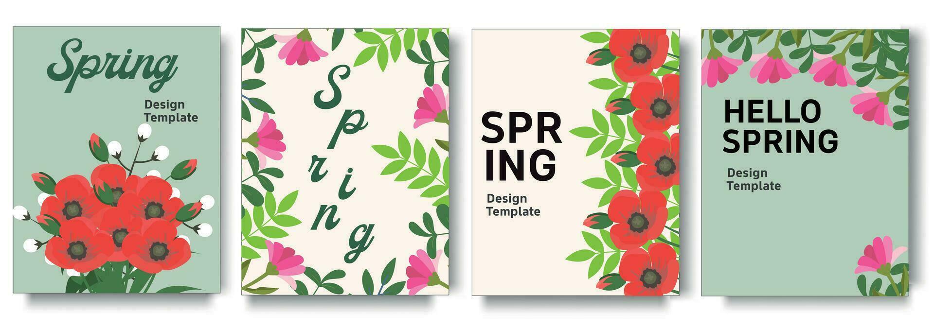 Business spring season design greeting cards. Set of vector illustrations for background, greeting card, party invitation card, website banner, social media banner, marketing material.