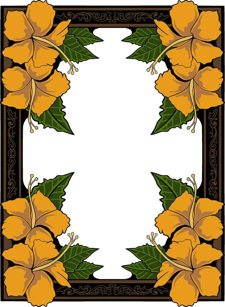 Floral Frame with Ornament carved vector