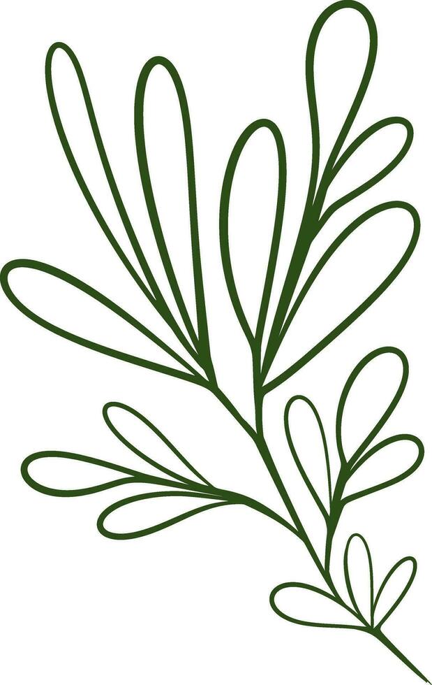 Plant Element Outline Vector Illustration