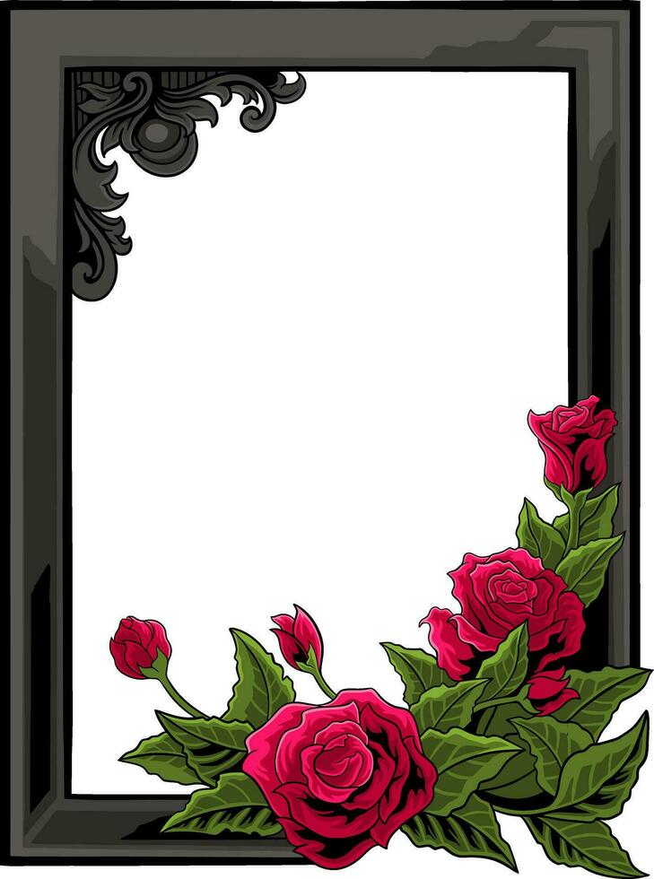 Floral Frame with Ornament carved vector