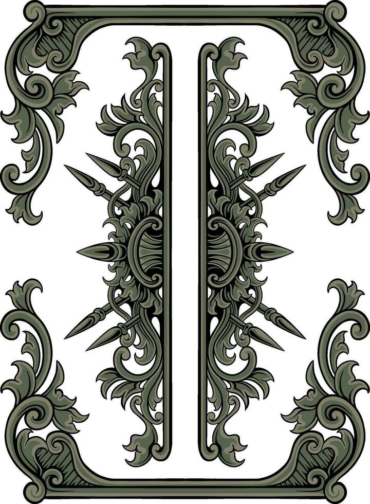 Floral Frame with Ornament carved vector