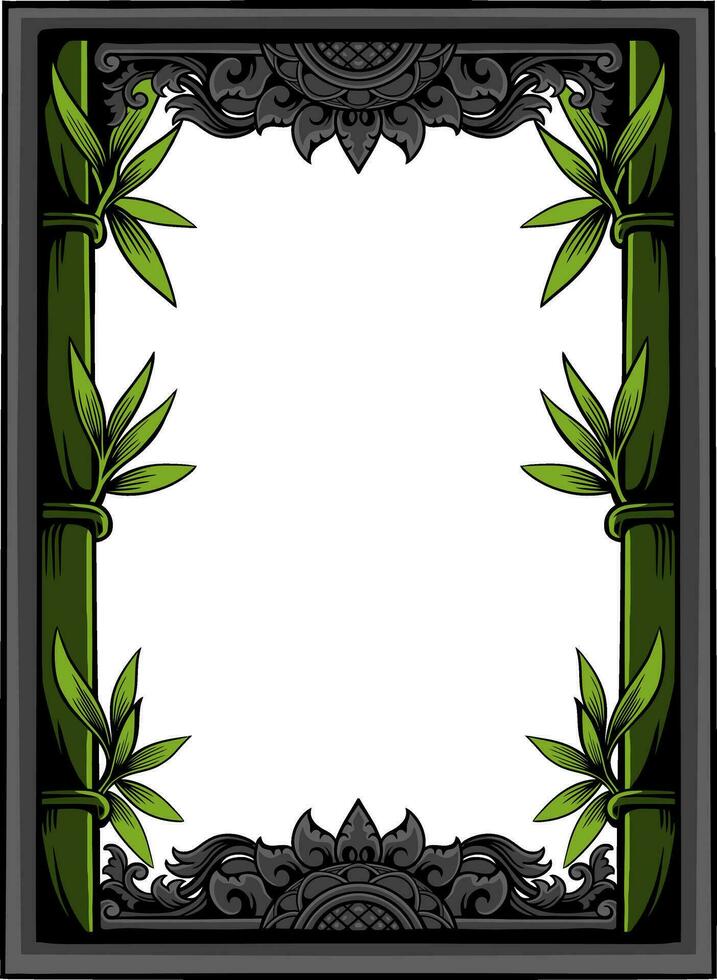 Floral Frame with Ornament carved vector