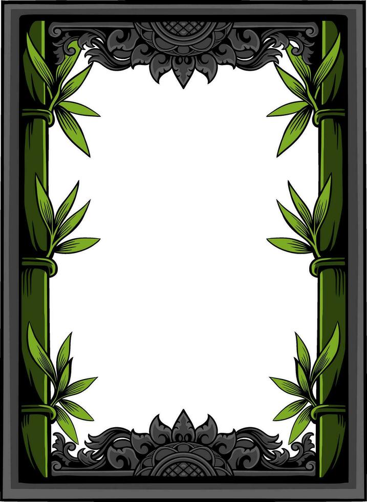 Floral Frame with Ornament carved vector