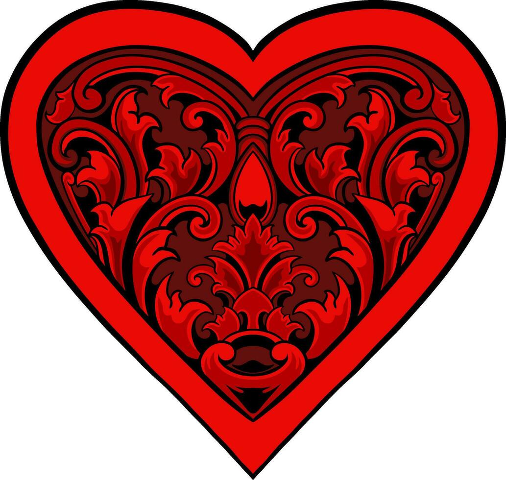 Heart with floral design inside vector