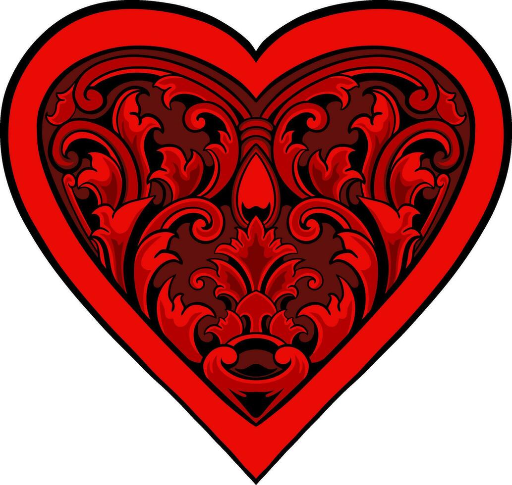 Heart with floral design inside vector