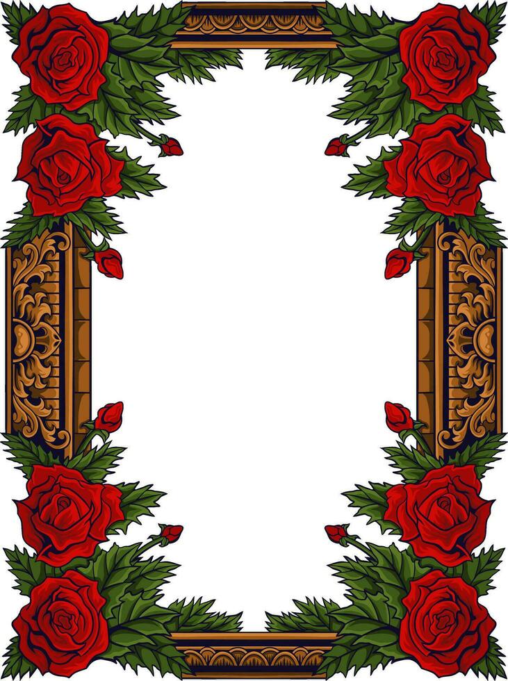 Floral Frame with Ornament carved vector