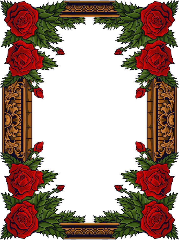 Floral Frame with Ornament carved vector