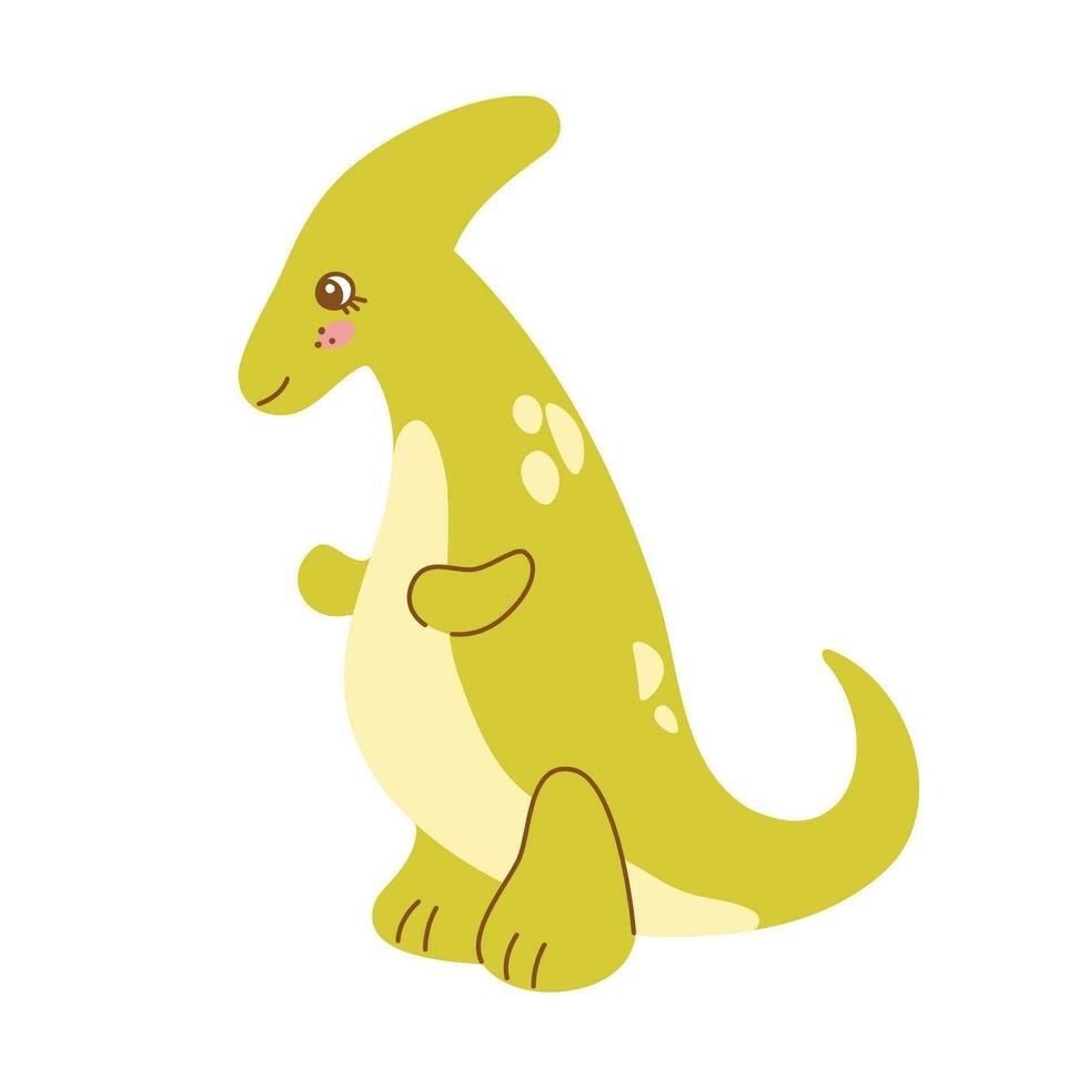 Cute colored dinosaur doodle. Vector illustration in cartoon style isolated on white.