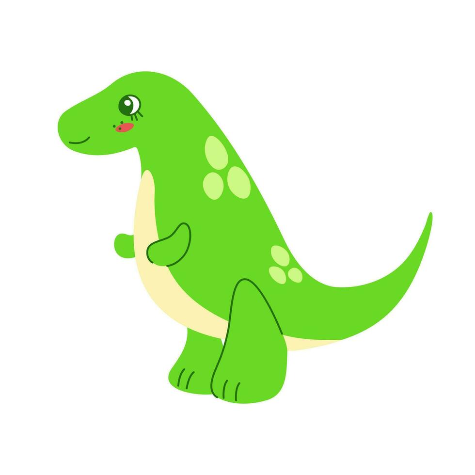 Cute colored dinosaur T Rex doodle. Vector illustration in cartoon style isolated on white.