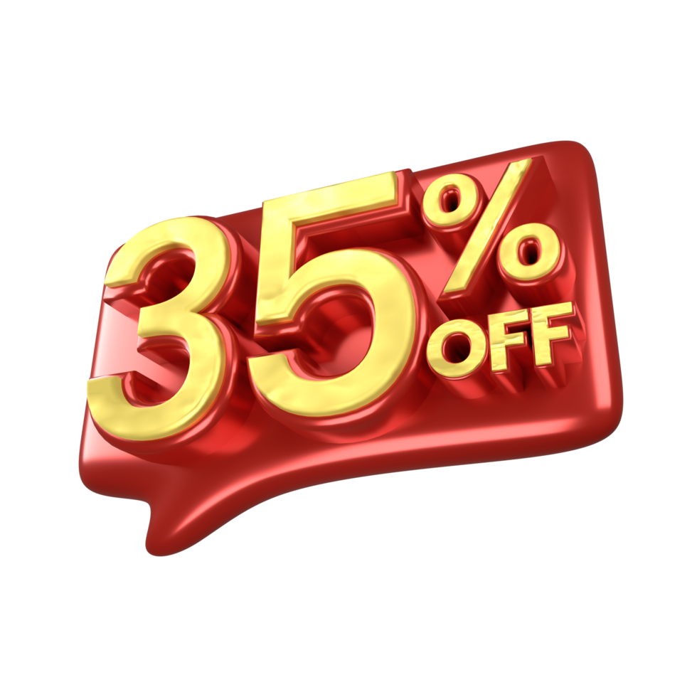 Discount 35 percent luxury gold and red offer in 3d, Suitable for promotions for Christmas, Chinese New Years and Ramadhan sale png