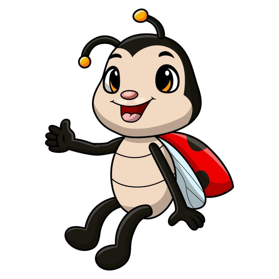 Cute ladybug cartoon on white background vector