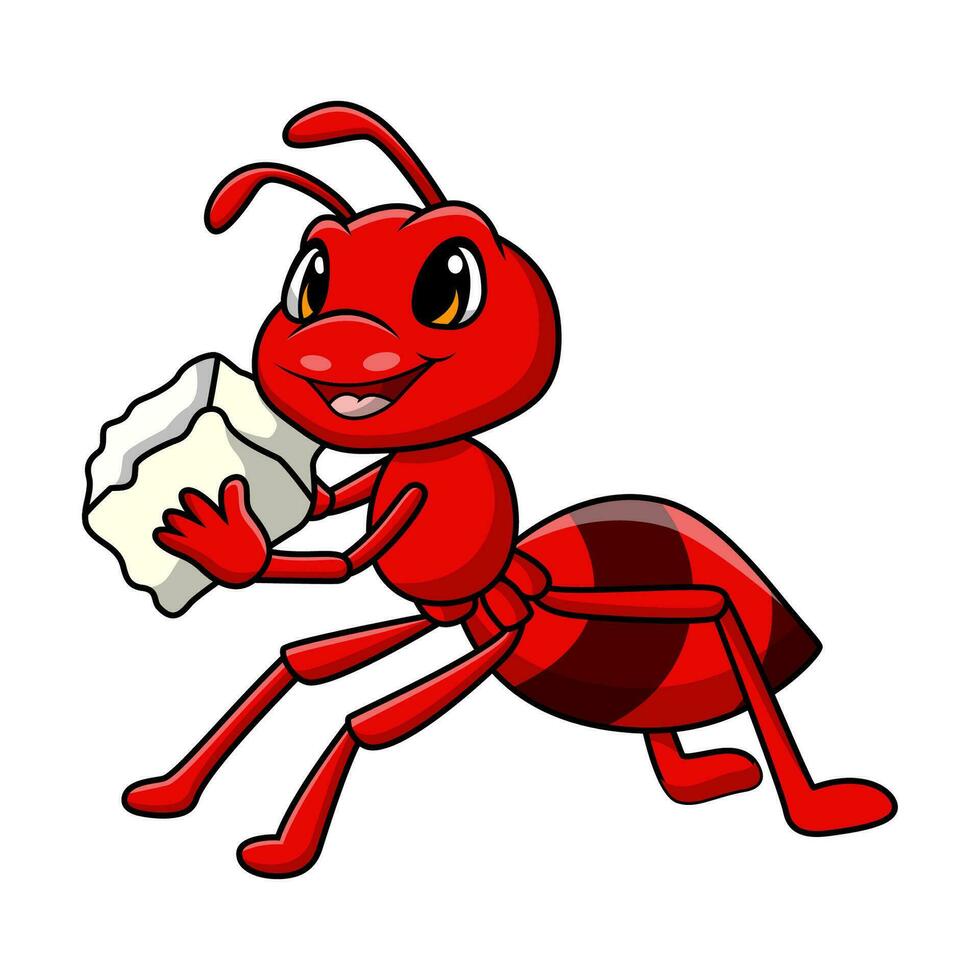 Cute ant cartoon on white background vector