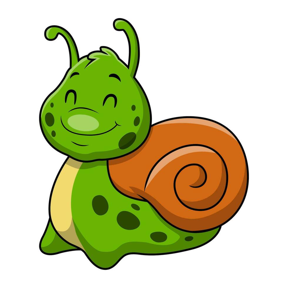 Cute snail cartoon on white background vector