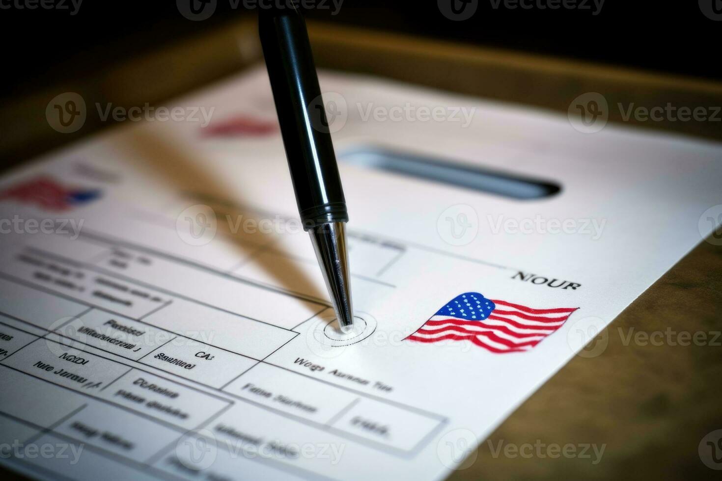Closeup of election ballot. AI Generated photo