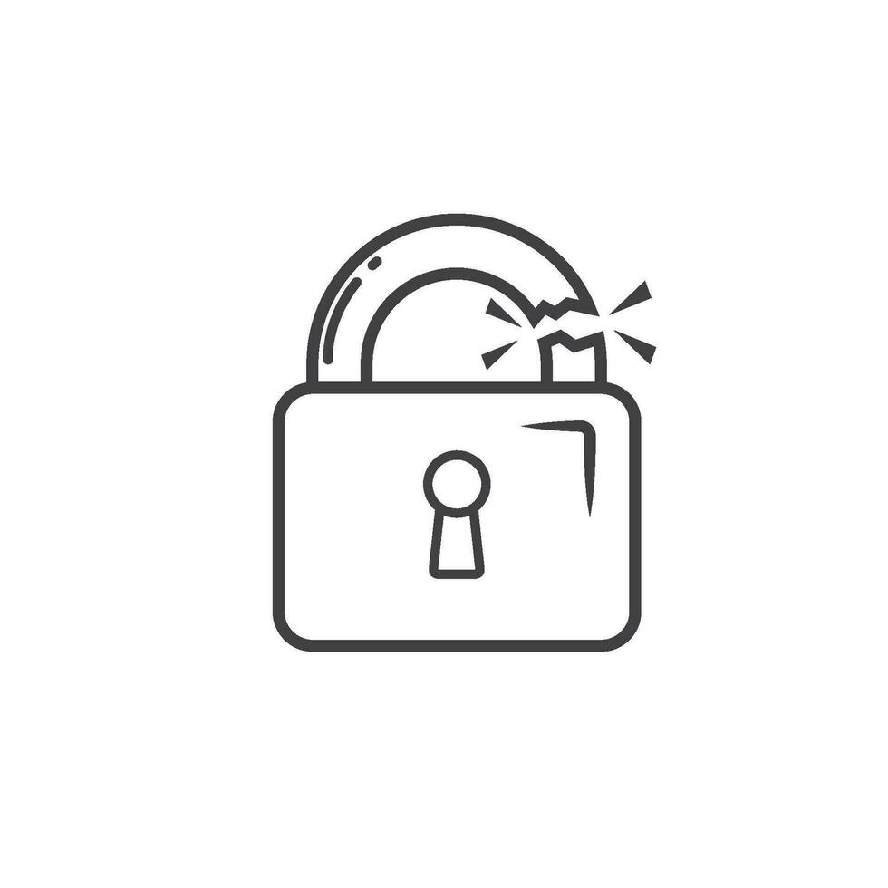 broken padlock line icon vector concept design template