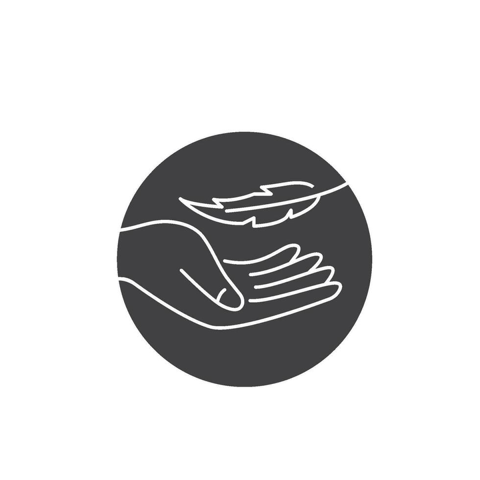 feather and hand icon of light weight  vector illustration concept design template