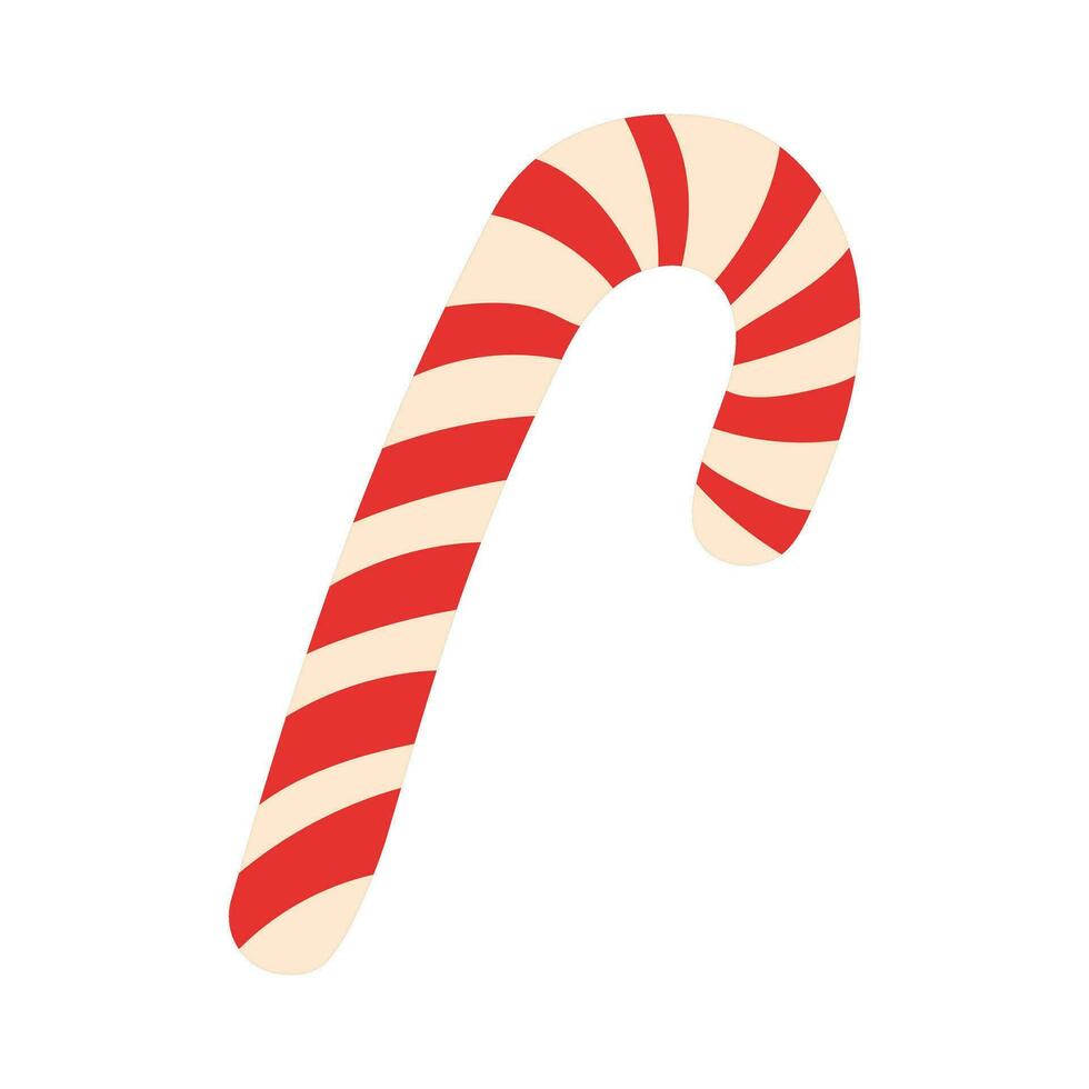 Christmas vector flat illustration with red cane