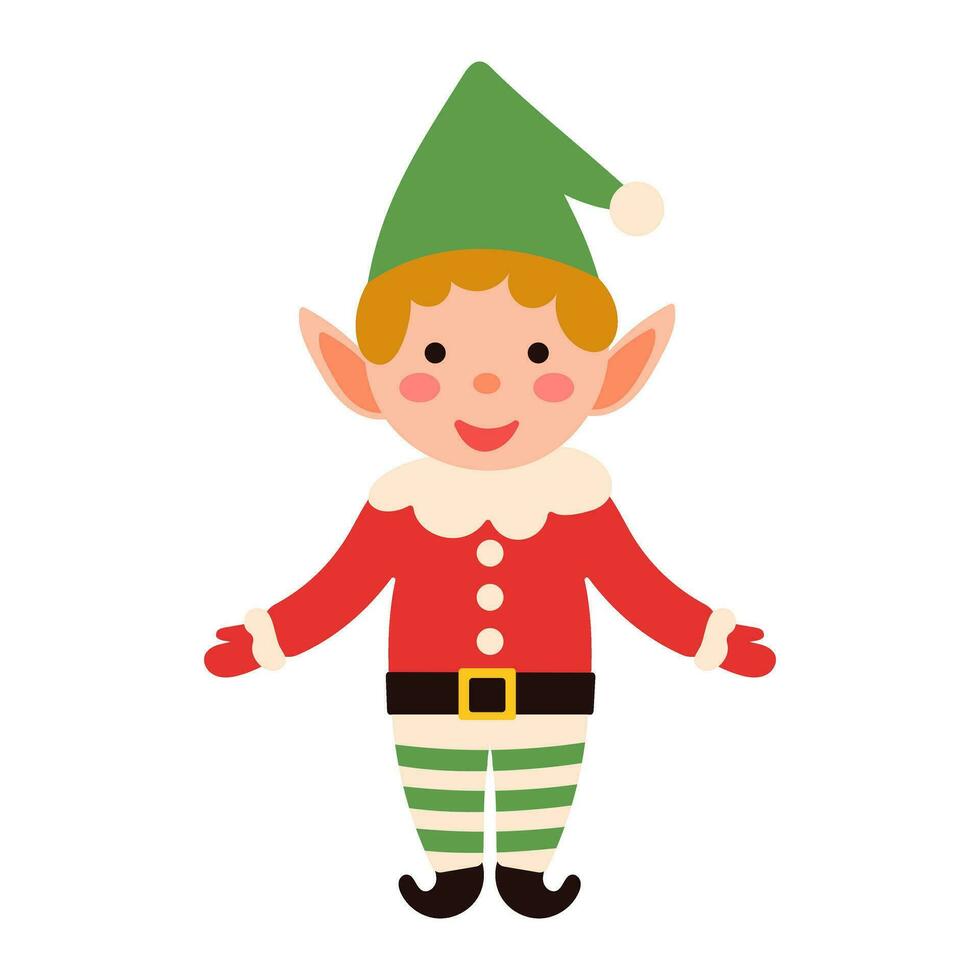 Christmas vector flat illustration with elf