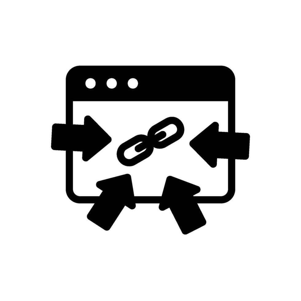 Backlink icon with browser and arrows vector