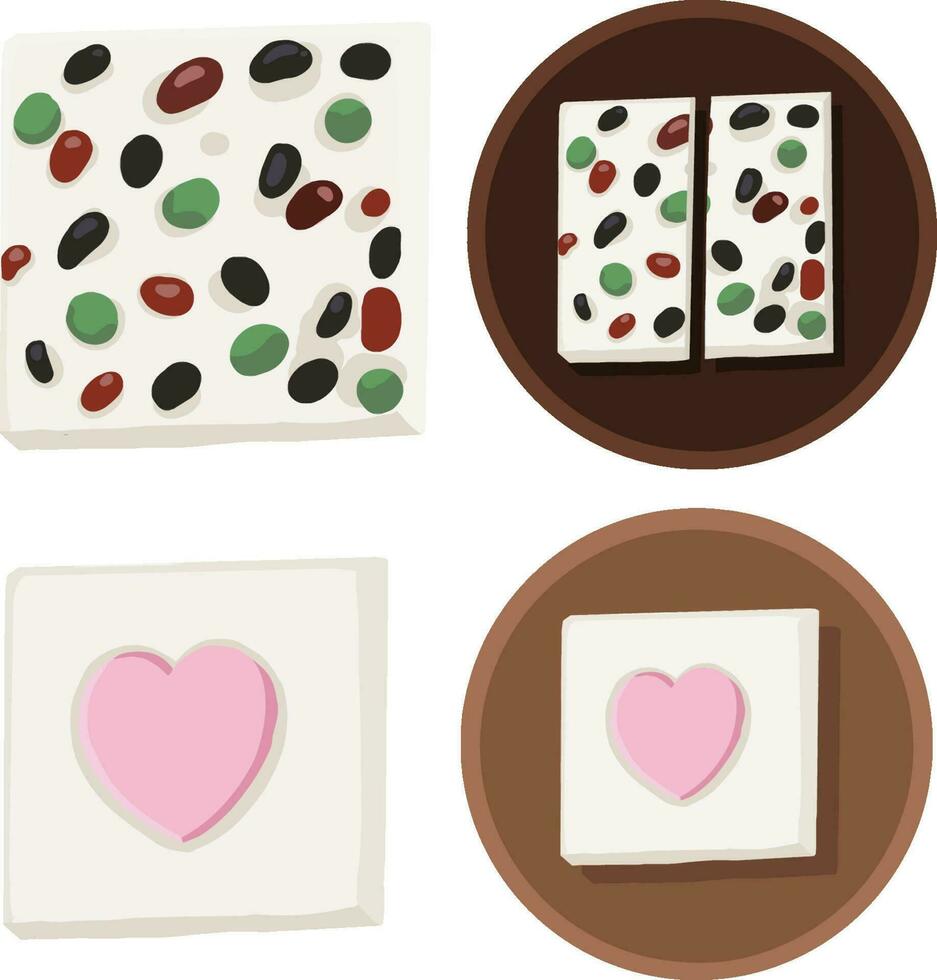 Baekseolgi, White steamed Rice Cake. Traditional Korean Rice Cakes. Korean Dessert Illustration Vector