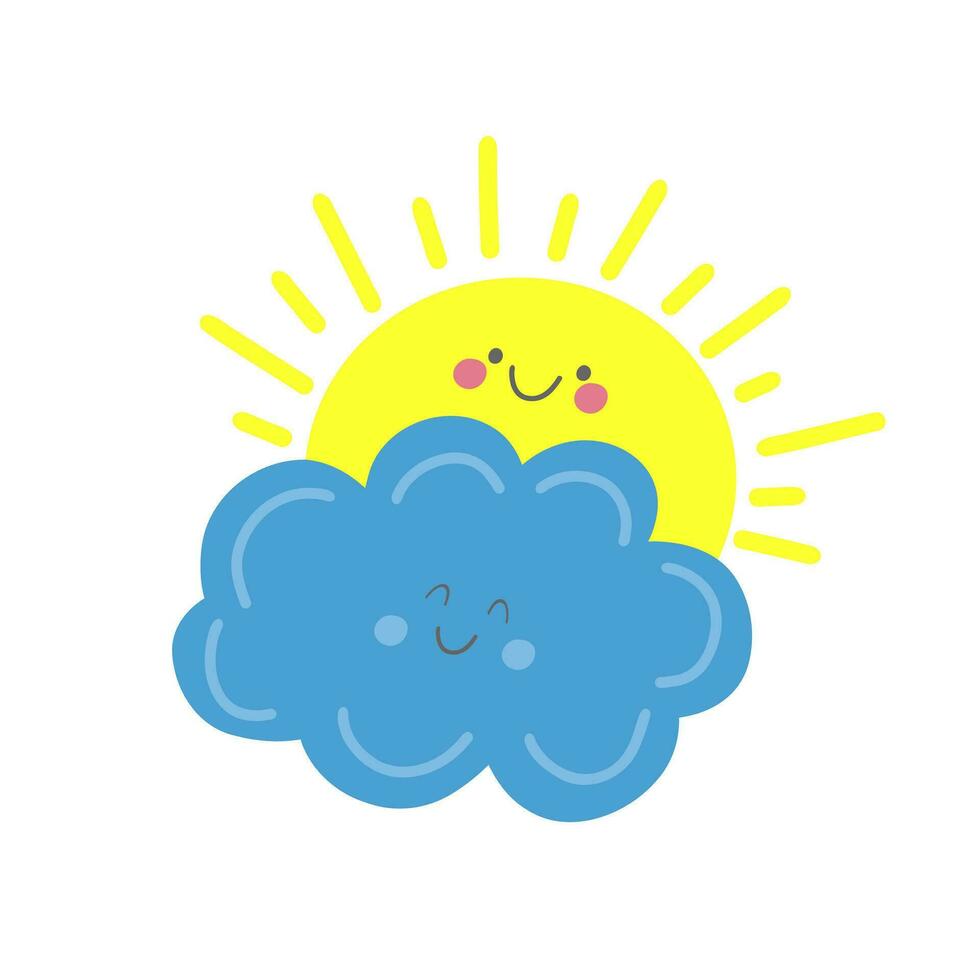 contento Dom con un nube. linda mano dibujado vector ilustración.