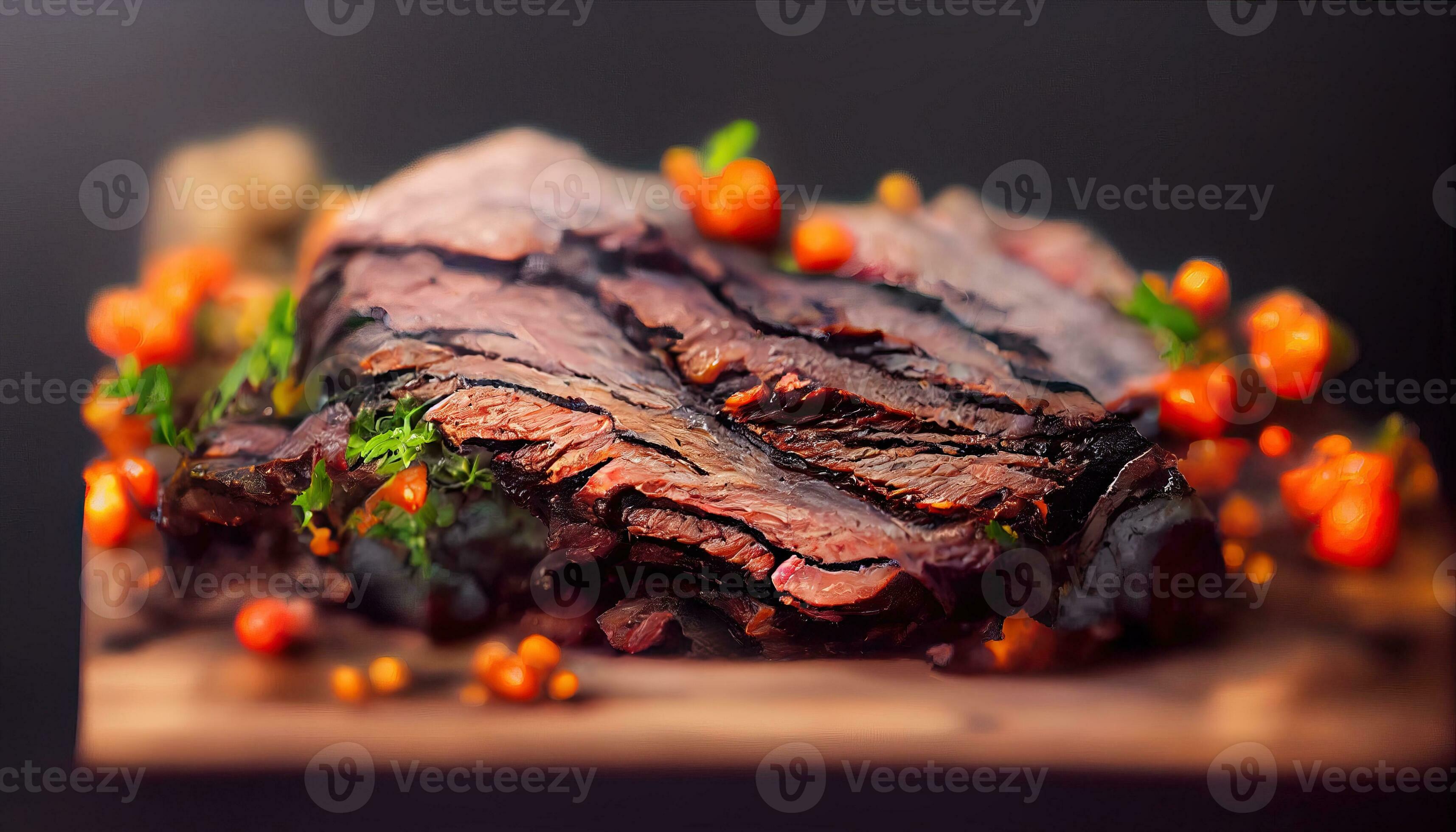 AI Generated Beef Brisket barbecue. Chopped Beef Brisket. Traditional