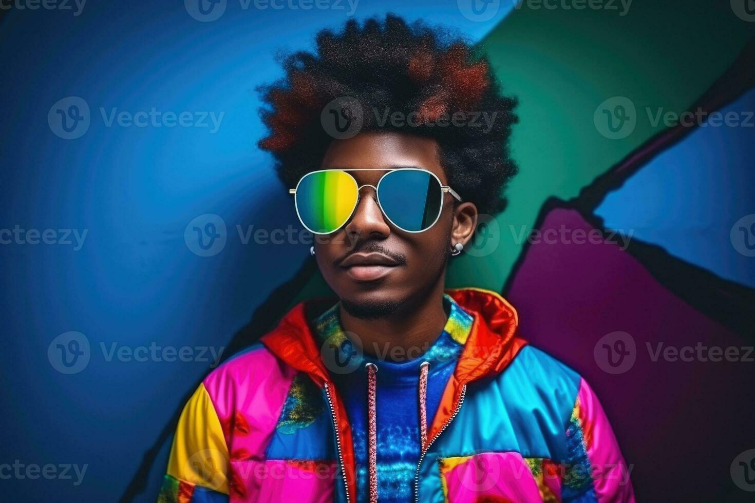 Portrait of black confident man with copy space. AI Generated photo