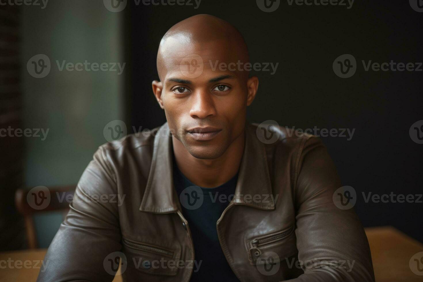 Portrait of black confident man with copy space. AI Generated photo