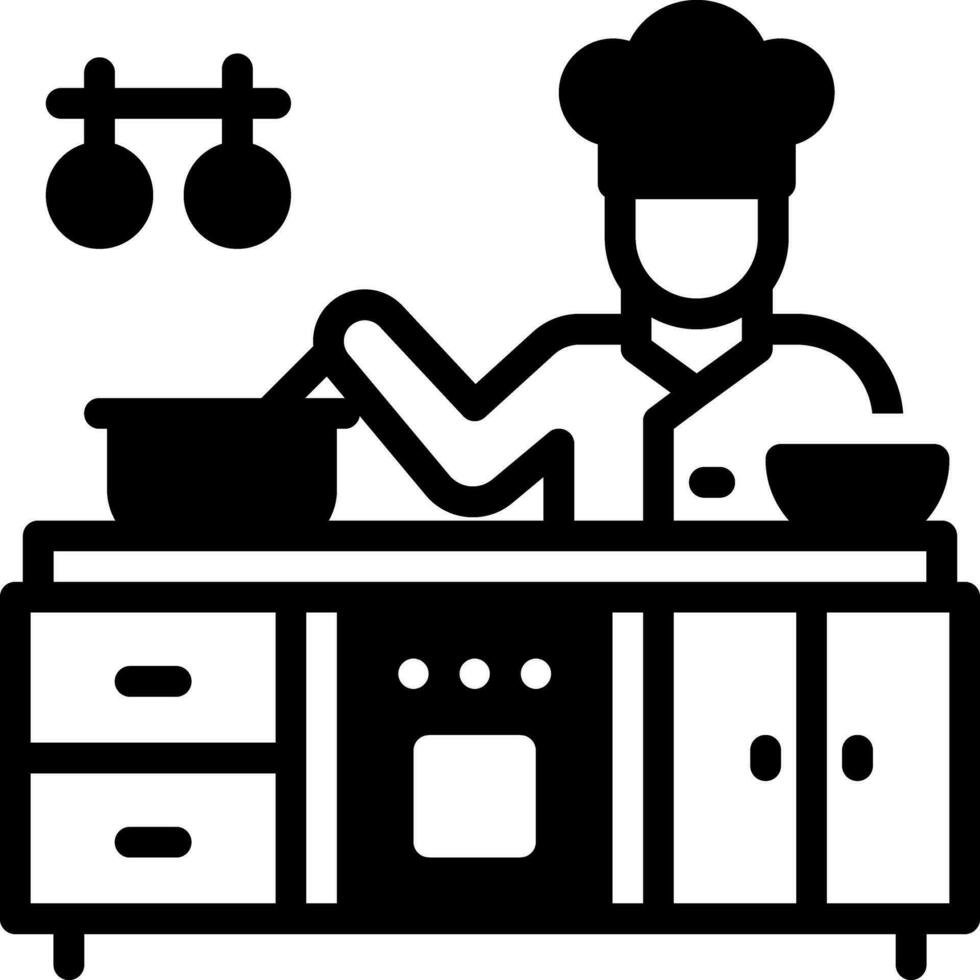 solid icon for cook vector