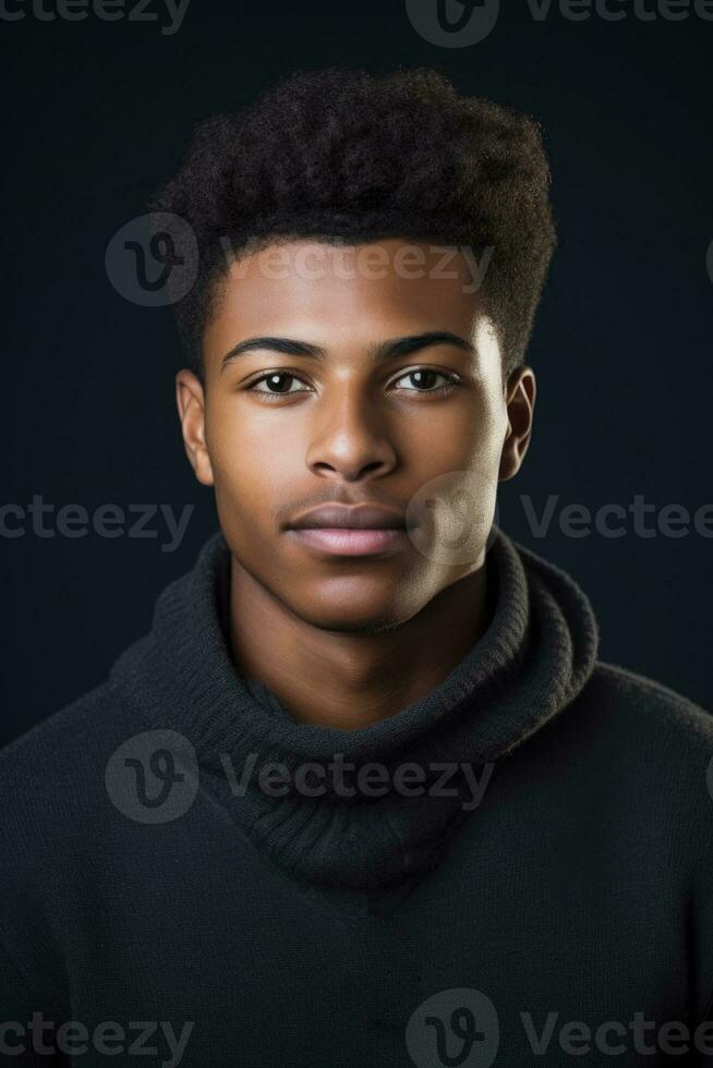 Portrait of black confident man with copy space. AI Generated photo