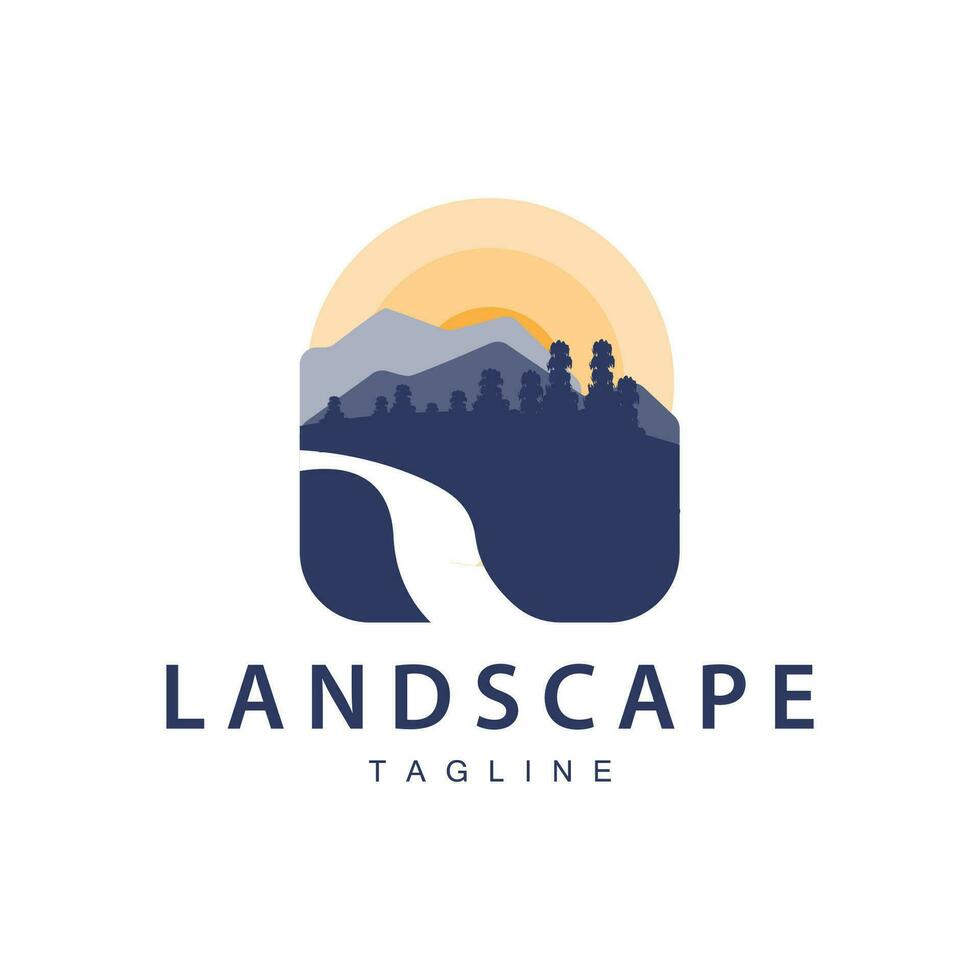 Mountain Logo Simple Design Adventure Model Silhouette Landscape Simple Modern Style Brand Product Business vector