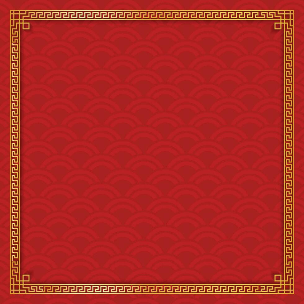 Oriental Asian Frame with Traditional Pattern Background vector