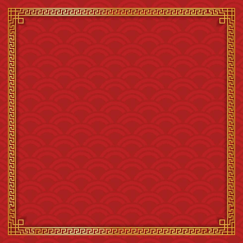 Oriental Asian Frame with Traditional Pattern Background vector