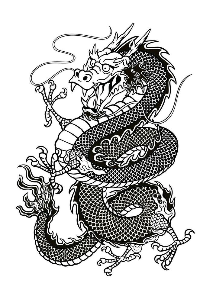 tradicional oriental continuar ilustración, ideal para mascota y tatuaje vector