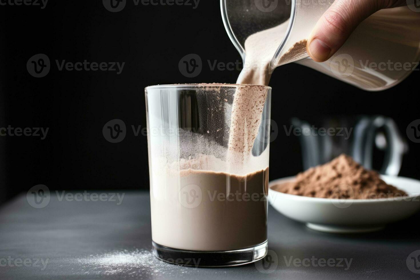 sano plátano proteína sacudir en masón frasco. ai generado foto