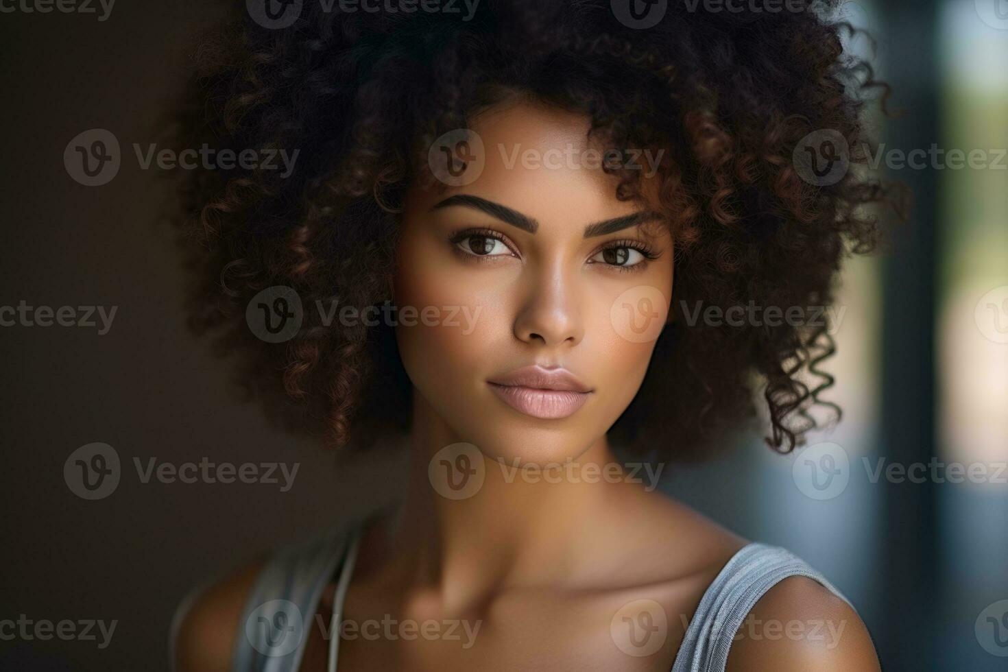 Portrait of beautiful african american woman . AI Generated photo