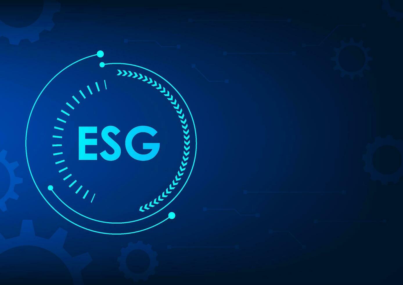 ESG technology is within the technology circle. It is an investment in business, environment, society, and good governance. It is a sustainable investment. vector