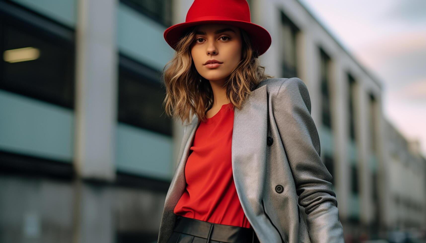 AI generated Beautiful woman in sunglasses exudes elegance and glamour in fashion generated by AI photo
