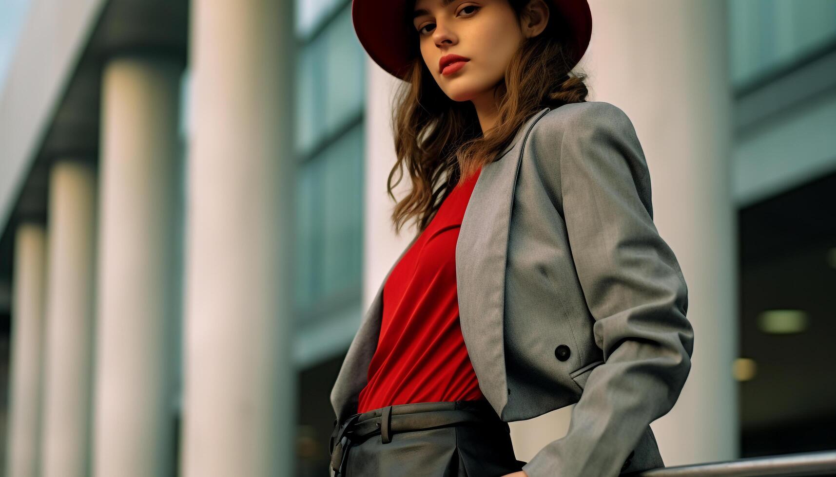 ai generado hermosa mujer en Gafas de sol exuda elegancia y glamour en Moda generado por ai foto