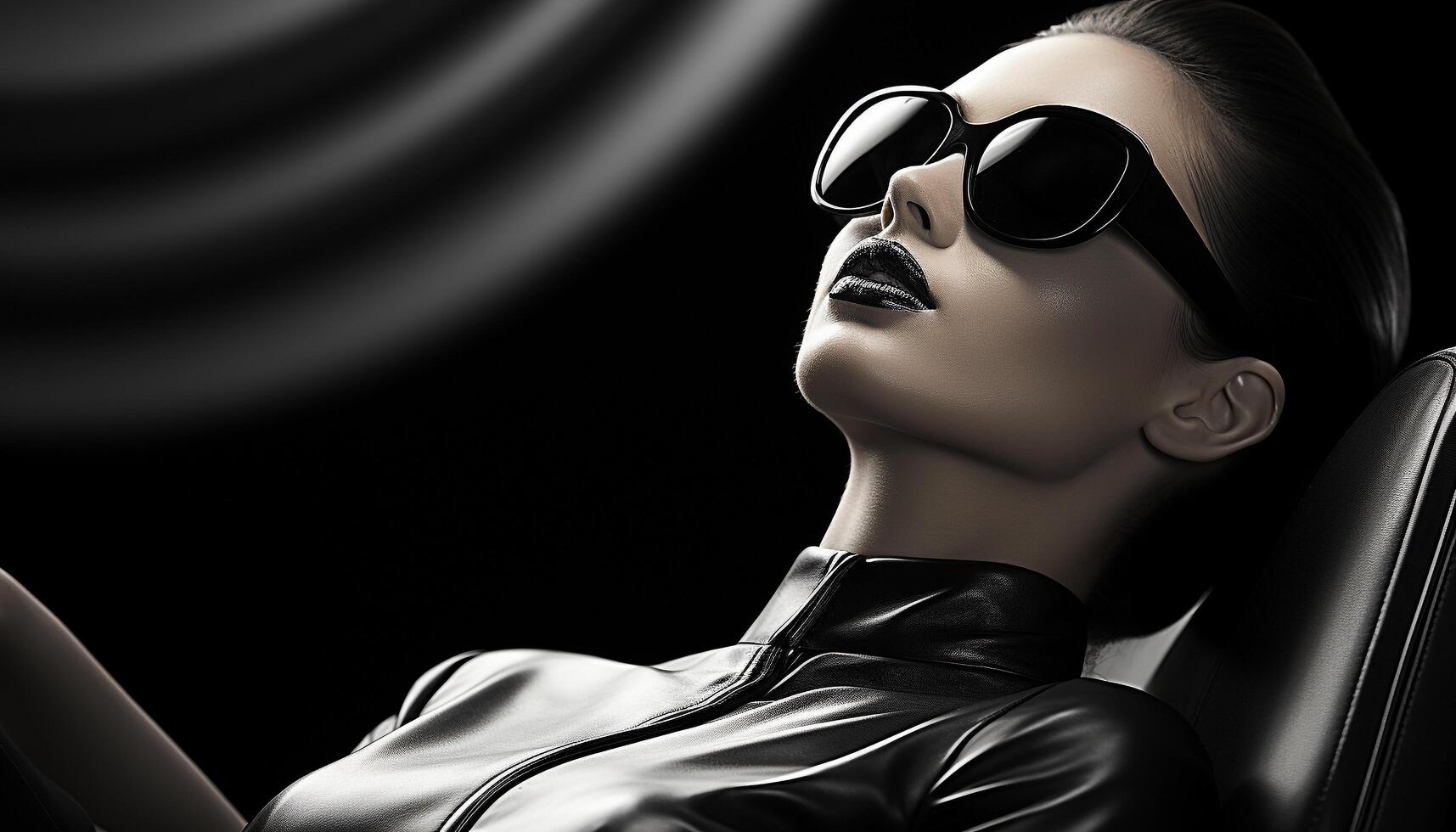 AI generated Beautiful woman in sunglasses exudes elegance and glamour in fashion generated by AI photo