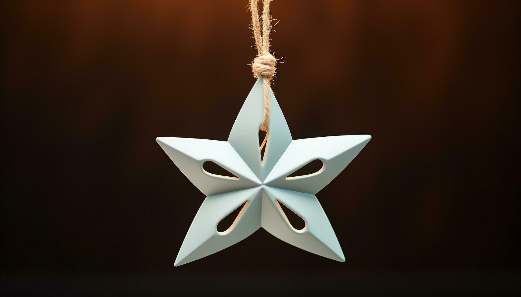 Christmas ornament hanging, shiny star shape, elegant gold decoration generated by AI photo