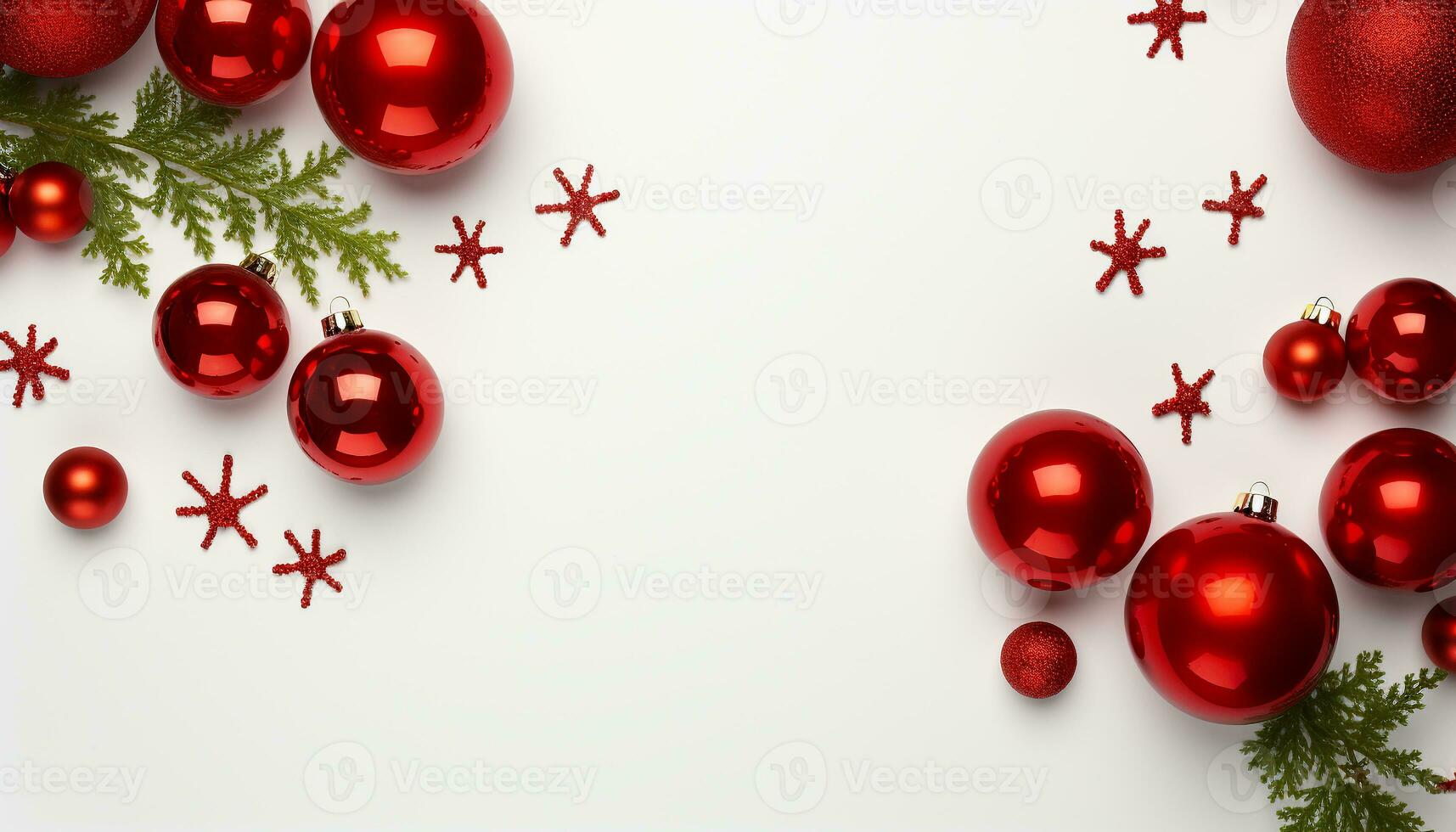 AI generated Winter celebration shiny Christmas ornament decorates snowy fir tree generated by AI photo