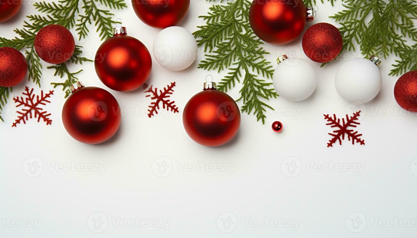 AI generated Winter celebration shiny Christmas ornament decorates snowy fir tree generated by AI photo