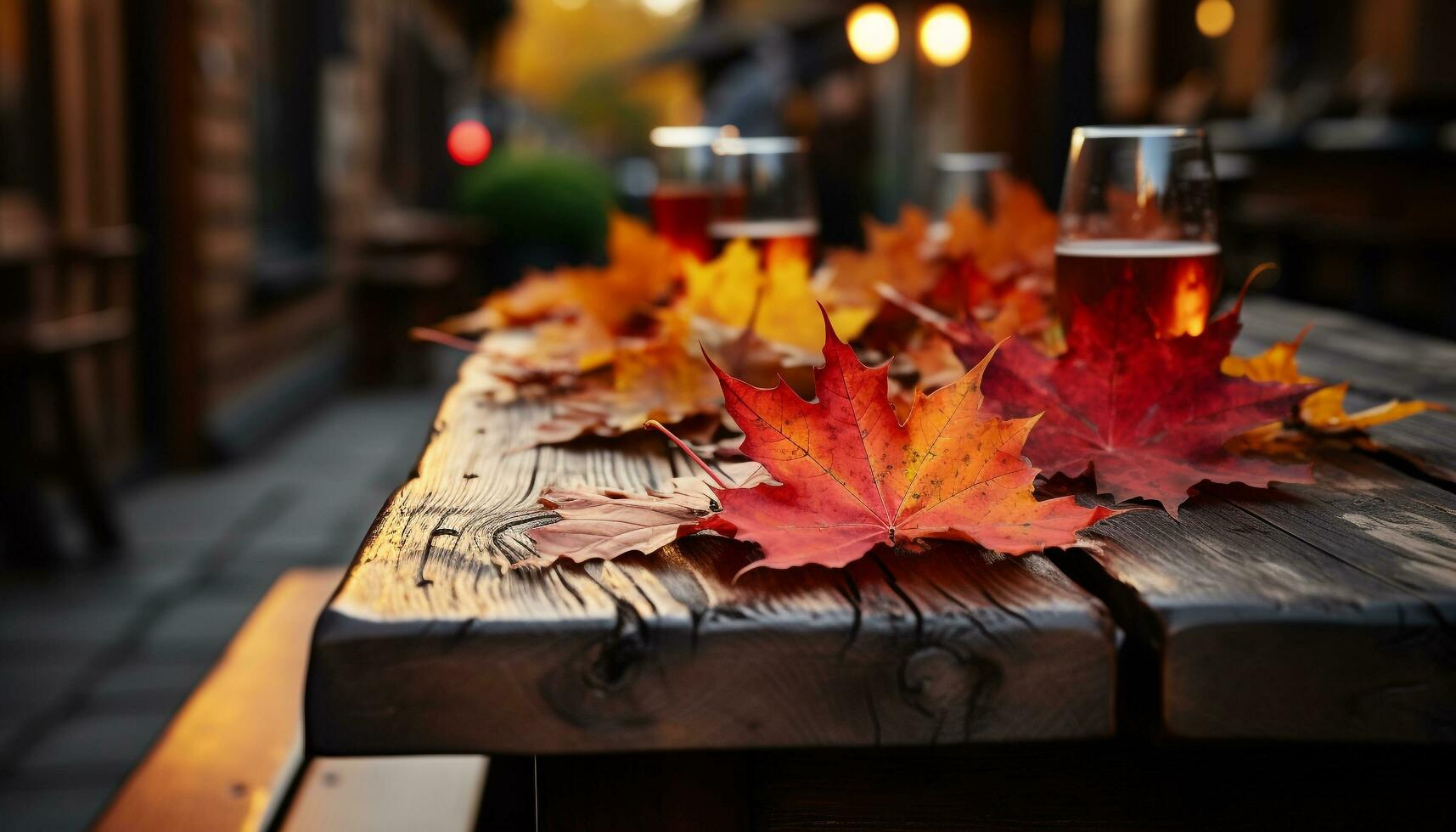 ai generado vibrante otoño colores reflejar en mojado arce árbol ramas generado por ai foto