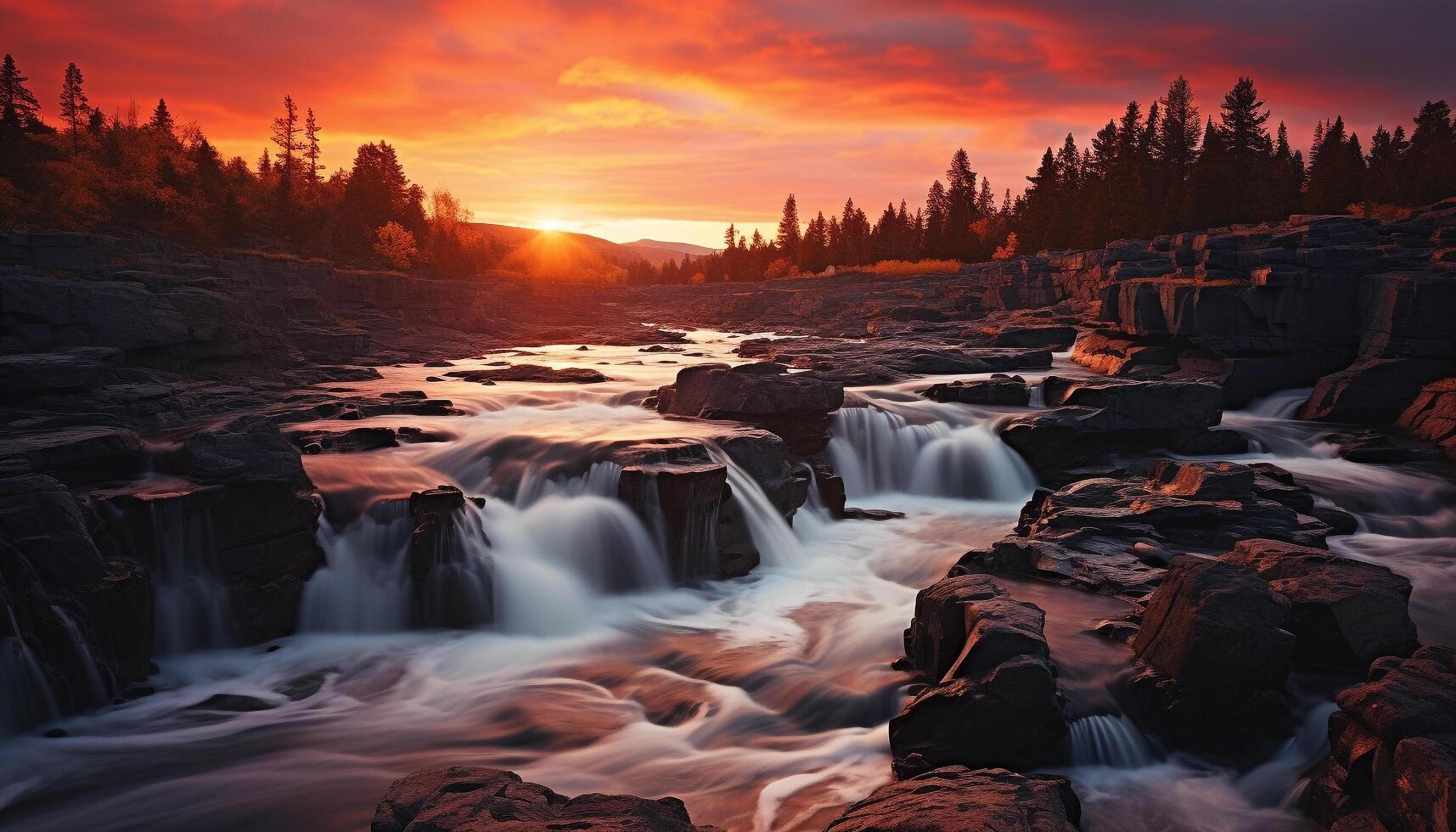 ai generado majestuoso montaña rango, fluido agua, tranquilo escena, naturaleza belleza generado por ai foto