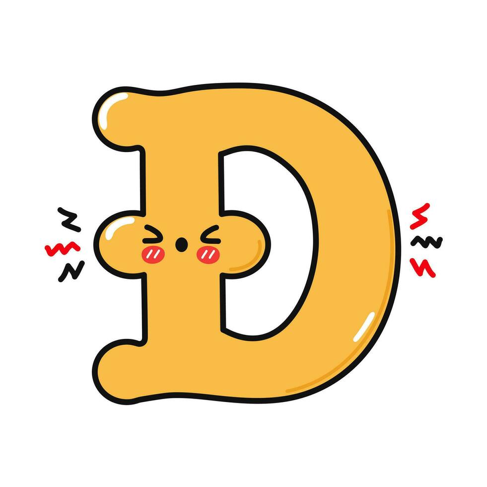 Angry Dogecoin symbol character. Vector hand drawn cartoon kawaii character illustration icon. Isolated on white background. Sad Dogecoin symbol character concept