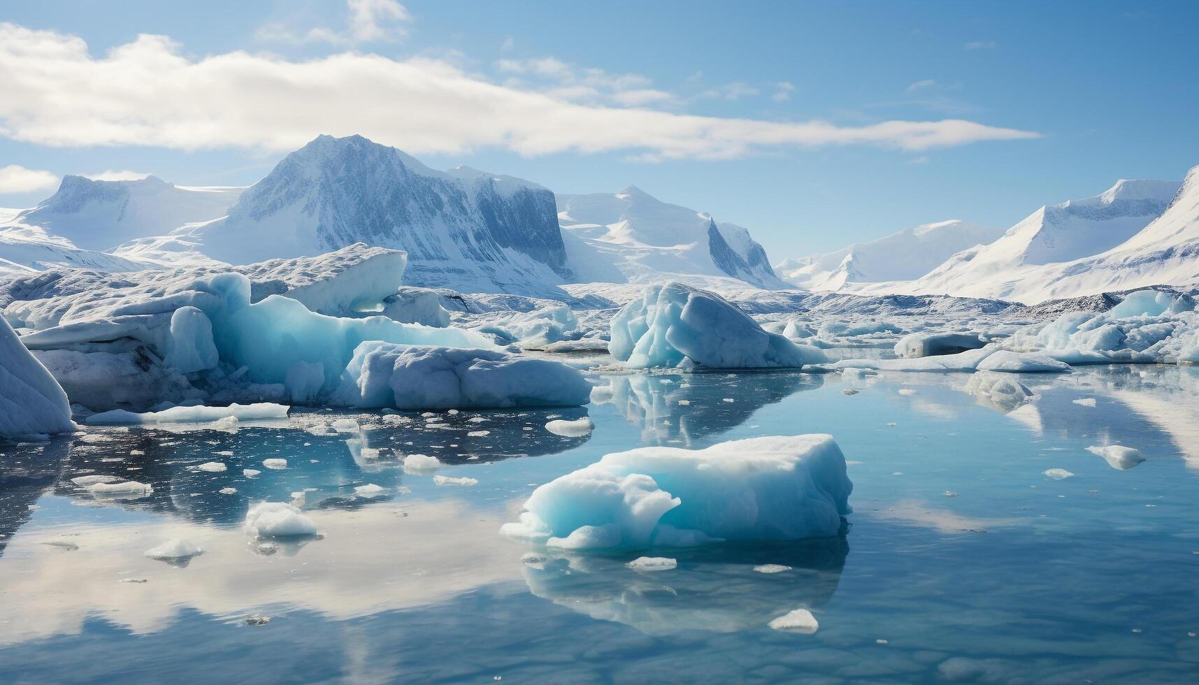 AI generated Refreshing drink ice cube melting in glass of cold water generated by AI photo